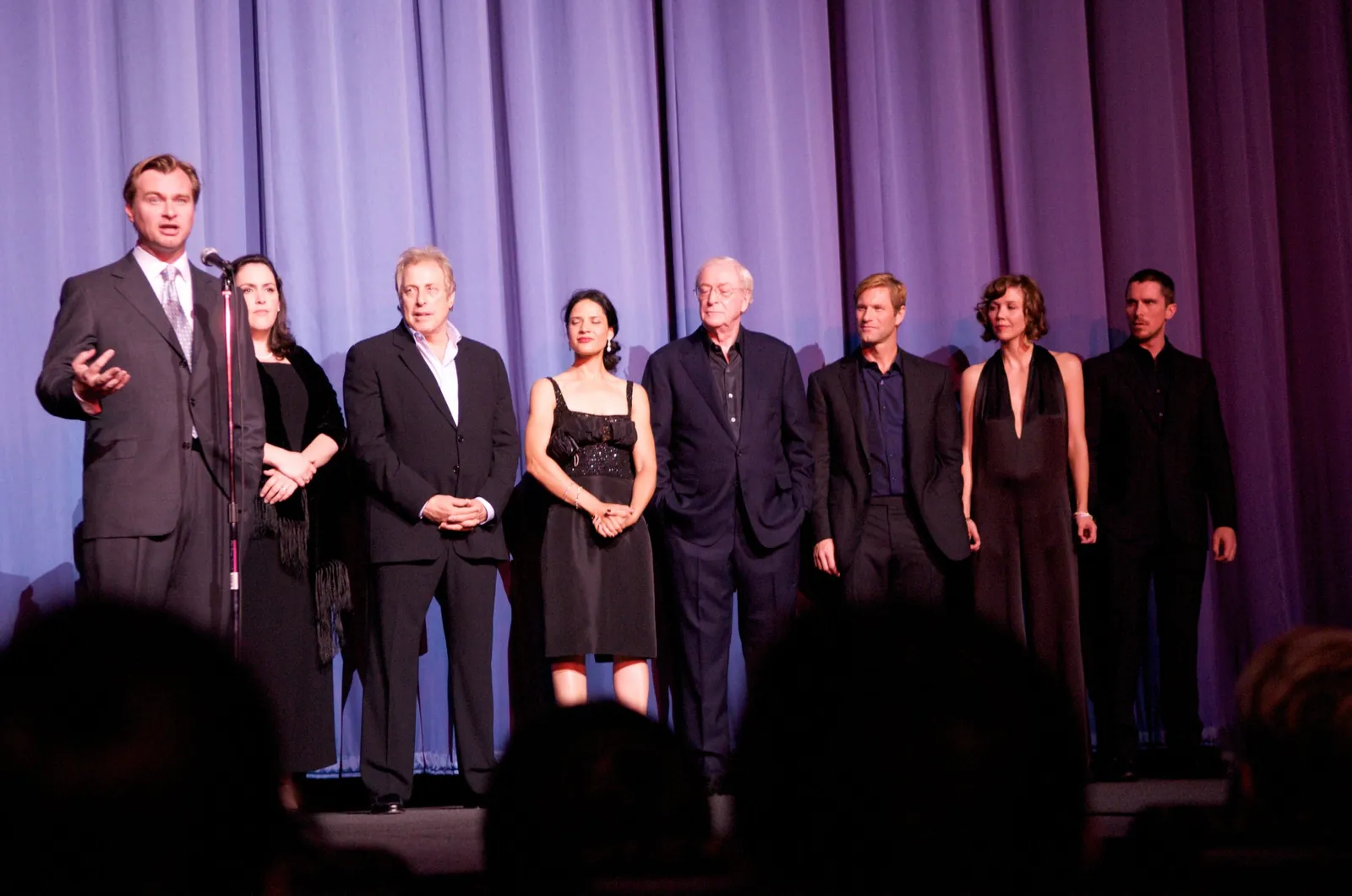 Cast and crew of The Dark Knight at the European premiere, Leicester Square, July 2008.
