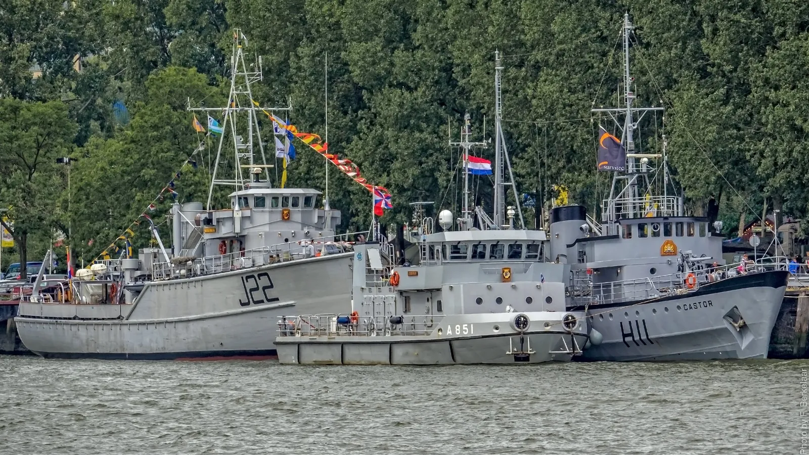 Dutch navy ships used in the filming of Dunkirk, Port of Rotterdam, 2016.