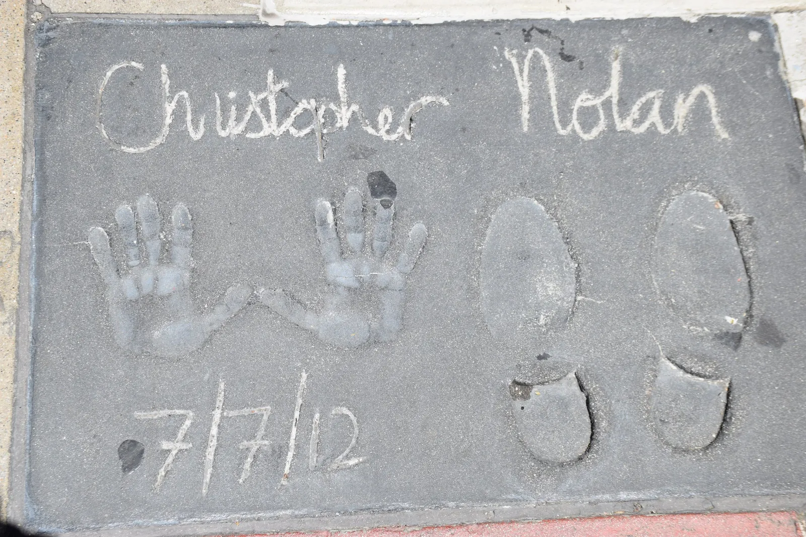 Nolan's hand and footprints at the TCL Chinese Theatre.