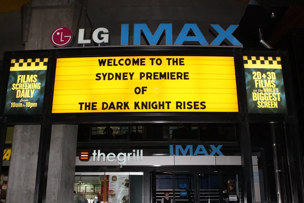 The IMAX premiere of The Dark Knight Rises, Sydney, 2012.